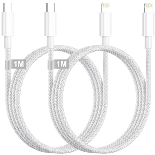 Cable iPhone USB C, Cable USB C vers Lightning [1M/Lot de 2], Certifié Apple MFi Cable Lightning USB C Cable iPhone Charge Rapide Cable Chargeur iPhone Fil pour Apple iPhone 14/13/12/11/XS/X/8/7/iPad