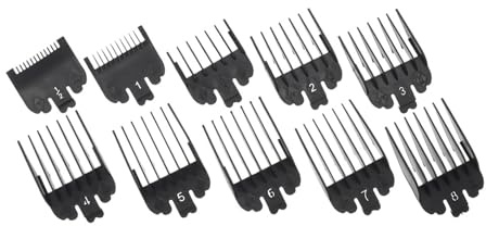 10-teiliges Set mit Haarschneidekämmen, Führungsschienen, Kunststoff-Haartrimmeraufsätzen, Schneidaufsatz-Set, kompatibel mit WAHL Friseursalon-Werkzeugen, Schwarz