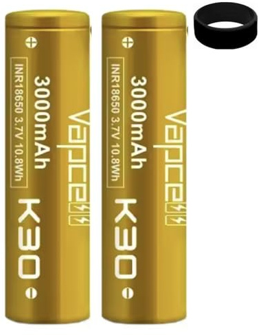 K30 18-6-50 Compatible With Vapcell 3000mAh 15A Flat Top Rechargeable Cell Type Sub Ohm Kit Power Cell Free Vape Band No Nicotine (2 Pack)