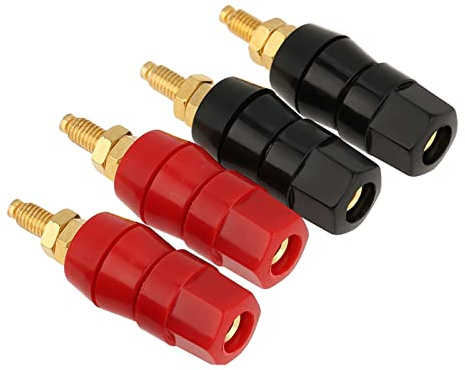 Aolidsive Morsetto per Altoparlante da 4 Pezzi, Connettore a Banana con Retro a Vite Facile Installazione del Cavo, Dorato per la Massima Trasmissione del Segnale, per Console Audio