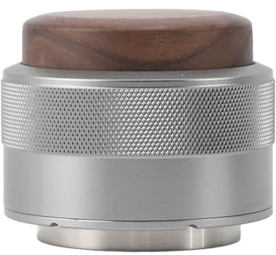 Distributore di caffè con impugnatura in legno di noce, livellatore per caffè in acciaio inossidabile 304 per un pressaggio uniforme, strumento distributore di polvere di caffè a (51 mm (argento))