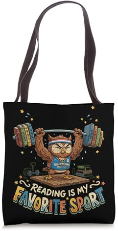 Reading Is My Favorite Sport Bookworm Owl Weightlifter Tote Bag