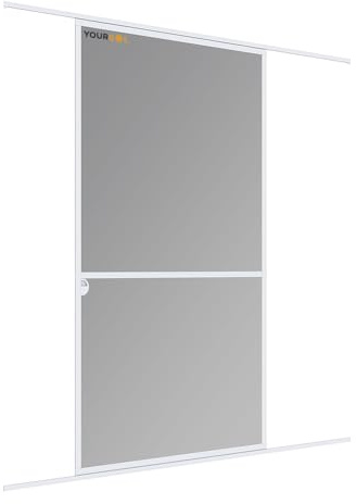 YOURSOL Expert Schiebetür Fliegengitter 120 x 240 cm weiß Insektenschutz Tür Schiebetür Mückenschutz Alu Rahmen zuschneidbar barrierefrei
