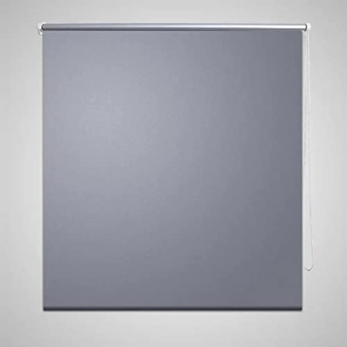 vidaXL Grey Roller Blind Blackout- Light Blocking Blinds for Home and Office with Thermal Layer, 40 x 100 cm Size