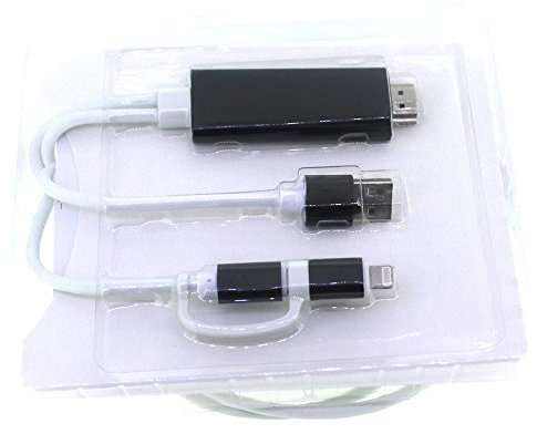 Cavo HDMI, YF10 piedi 2 in 1 HDTV TV intelligente cavo adattatore 8 pin + cavo micro USB a USB HDTV per Samsung Galaxy X6 S4 S6 Edge note 2 4 5 iPhone se 5 5S 6 6S 6 Plus 6S Plus 7s 7PLUS (nero)