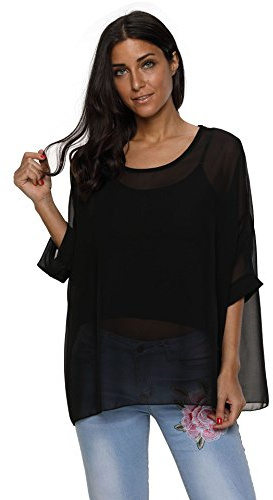 OKSakady Camicetta Donna Estate -Blusa in Chiffon Taglie Forti Maglia Elegante e Casual con Stampa Floreale (One Size, Boho-4324)