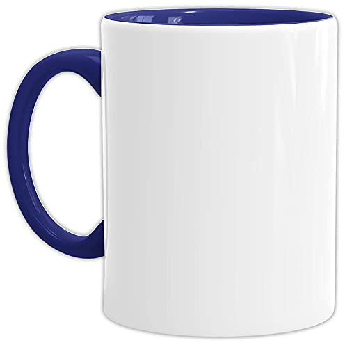 Bastel-Tassen ohne Druck zum Bemalen aus Hochwertiger Keramik Einzeln oder im Set/Mug/Cup/Becher/Pott - Innen & Henkel Dunkelblau 1 Stück