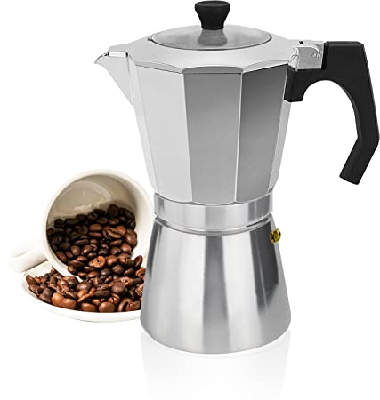 ROSSETTO Cafetera italiana Moka Express de Aluminio Expresso - Cubierto Transparente (14 Tazas 700 ml)