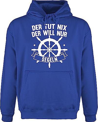 Hoodie Herren Pullover Männer - Sprüche Statement mit Spruch - Der tut nix der will nur segeln - 3XL - Royalblau - sprüche+pullover sprueche segel pulli sprueche+pullover sprüchen segler pullis
