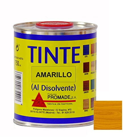 Promade - Tinte al disolvente para teñir la madera. Tonos de madera y colores vivos y modernos (375 ml, Amarillo)