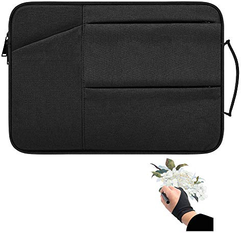 Drawing Tablet Protective Travel Case Compatible with Xp-pen Deco01 V2, Deco03, Star03, Deco Pro Small, Ugee M708, GAOMON M106K, Huion HS611 Graphics Tablet Storage Sleeve (Black)