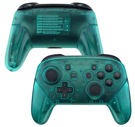 eXtremeRate Emerald Green Faceplate Backplate Handles for Nintendo Switch Pro Controller, DIY Replacement Grip Housing Shell Cover for Nintendo Switch Pro - Controller NOT Included