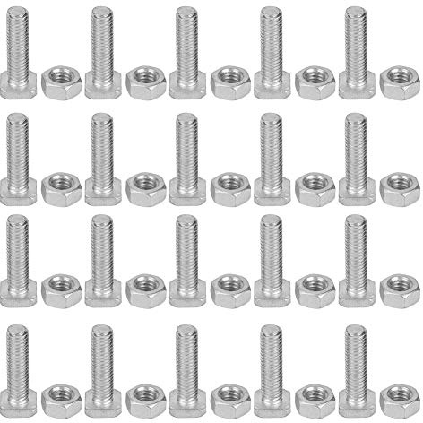 Nuts Bolts - 20 Set 22mm M6x22 Bolts and M6 Nut Aluminium Nuts & Bolts Set Tool Accessory for Greenhouse