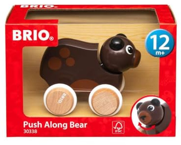 BRIO 30338 Lustiger Schiebebär - Süßer tierischer Begleiter in klassischer BRIO-Optik - Empfohlen ab 12 Monaten