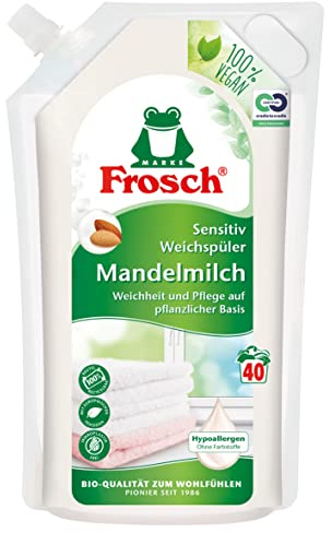 Frosch Mandelmilch Sensitiv-Weichspüler, weiche Wäsche & Pflege auf pflanzlicher Basis, vegan, 40 WL, 1er Pack (1 x 1000 ml)