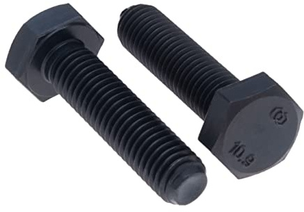 M6x20 Sechskantschrauben, schwarz Hochfester Stahl metrische Kopfschrauben geeignet für Metall, Bauarbeiten, Automobil, Maschinen, Heimwerker, Klasse 10.9 DIN933 6mm x 20mm (25 Stück)