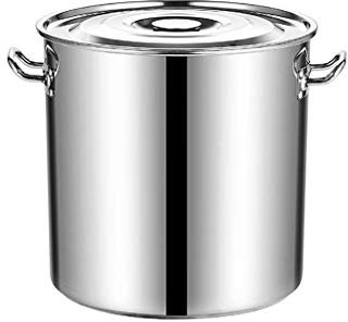 WHLMYH POT Zuppiera con coperchio, 20 cm in acciaio inox con coperchio, alta capacità, multiuso, argento, 60 cm e 60 cm