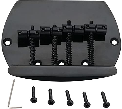 Musiclily Pro 57mm 4-String Bass Bridge for Music Man Style Bass Replacement, Black