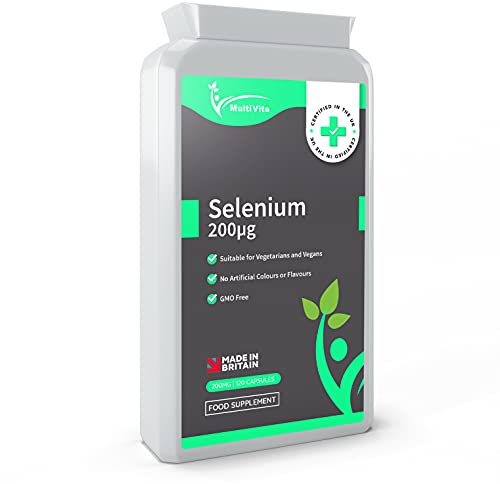 Selenium 200µg 120 Capsules - Essential Daily Antioxidant Mineral Supplement for Immune Support and Hair and Nail Care - Contributes to Normal Thyroid Function