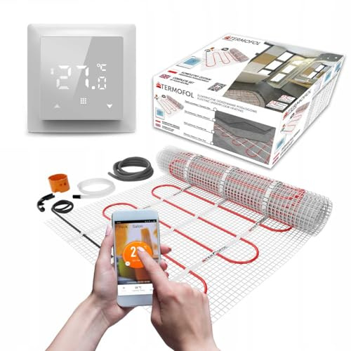 Termofol Set Heizmatte mit Thermostat - Elektrische Fußbodenheizung fur Badezimmer, Wohnzimmer und Küche - Heizfolie mit Heizkraft 150W/m2 - Oberfläche 3,0 m² - Mit digitalem Heizungsthermostat WiFi