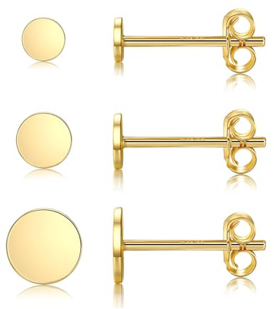 MASOP Sterling Silber Ohrring Set 3mm 4mm 5mm Rund Ohrstecker Gold Silber 925 Set für Damen Herren Mädchen
