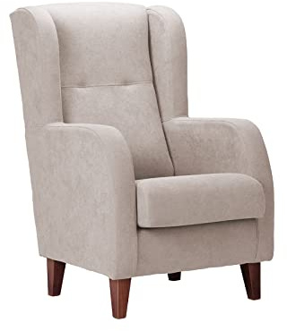 Sillonea- Sillón Estrecho Lisboa, Especial Ancho DE 67 cm, butaca de Estilo Moderno. Sillón Individual Acolchado para salón o Dormitorio. 67x80x107 cm. Tela Antimanchas (Beige, Nogal)