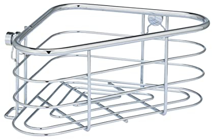 WENKO Eckablage Trestina, Ablage aus verchromtem Edelstahl mit tiefem Körbchen für sicheren Stand von Pflegeprodukten, ideal und platzsparend in Bad und Dusche, (B x H x T): 25 x 10,5 x 16,5 cm