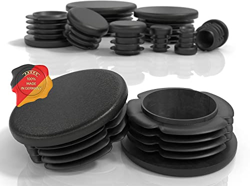 PD® Lamellenstopfen Rund 60mm Rundrohr - Endkappen Schwarz | 4 Stück | Endkappen aus PE Kunststoff | Rohrstopfen zur Rohrabdeckung von Stahlrohr, Edelstahlrohr & Alurohr | Rundstopfen schwarz