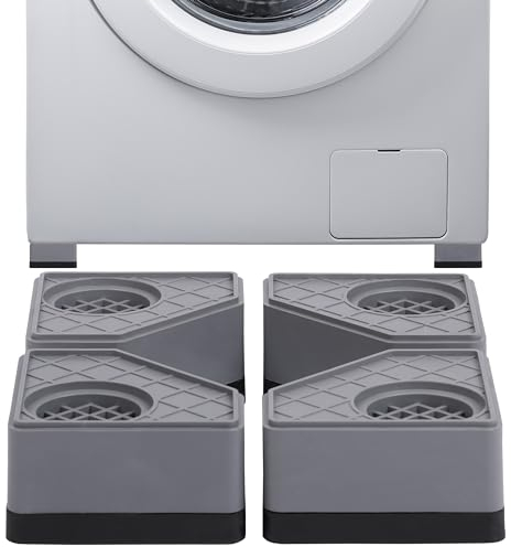 Belle Vous Pack de 4 Patas Lavadora Antivibracion - Goma Lavadora Antideslizante, Absorbe Ruido y Vibraciones para Secadora y Lavadora - Patas de Goma Estabilizante - Evita Movimiento y Sacudidas