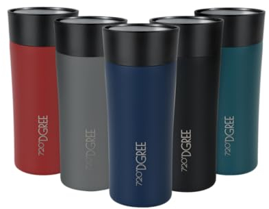 720°DGREE Travel Mug 350ml “PleasureToGo 2.0“ - Choose from 3 Sizes, 5h Hot, 10h Cold, Leakproof, 360° Drinking, BPA-Free, Hygienic - Slim Stainless Steel Thermo Cup for Coffee, Tea to Go - Blue