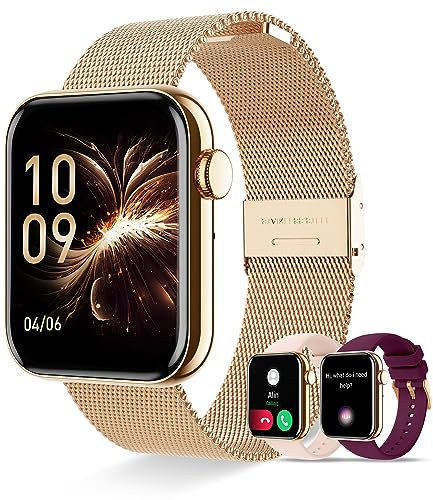 Erkwei Smart klocka för kvinnor med samtal och meddelanden, Smartwatch för kvinnor, sömnmonitor, stegräknare, kalorier, pulsmätare, smart klocka för iOS Android