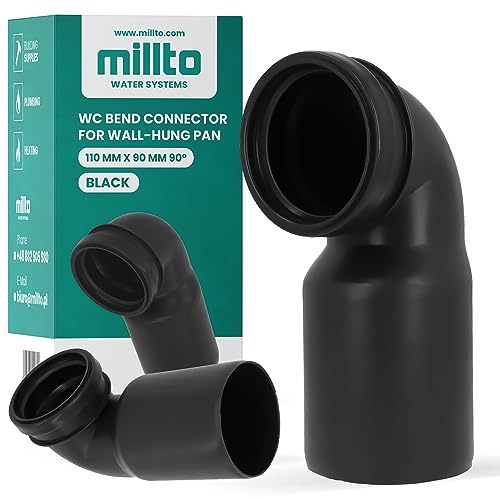 Millto™ Raccordo a gomito per WC sospeso da parete, 110 x 90 cm, scarico 90 °, raccordo per WC Geberit