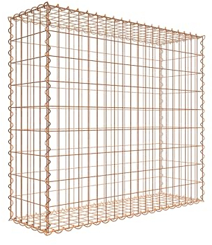 Rostige Gabione 100 cm x 90 cm x 30 cm (L x H x D), maskstorlek 5 cm x 10 cm, spiral