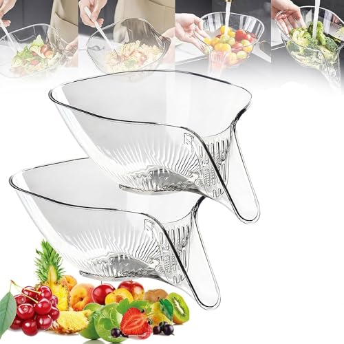 2 Stück Multifunktionaler Abtropfkorb,Trichter Entwässerungskorbtrichter,Ablaufbecken und Korb für Lebensmittel Gemüse Reinigung Waschen