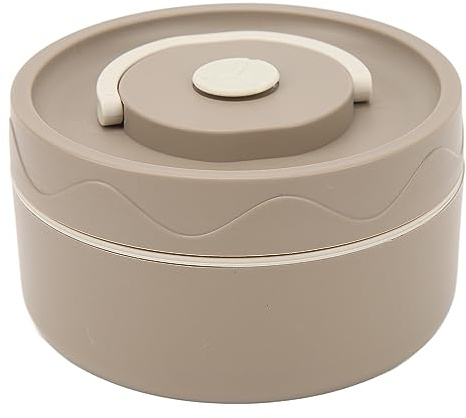Mumusuki Pentola Termica in Acciaio Inossidabile 304, Contenitore per il Pranzo Portatile a Doppio Strato da 440 Ml Fornello Termico di Forma Rotonda Isolato (Stile isolato, caffè scuro)