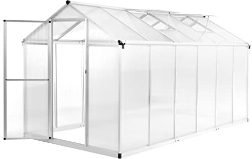 HXZZXS Invernadero de jardín transparente, 362 x 190 x 195 cm, aluminio y policarbonato, invernadero de exterior, invernaderos de huerto, invernadero para tomates, invernadero robusto de metal,