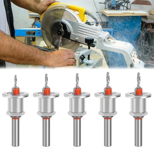 PRITOK Lot de 5 forets à bois fraisés en métal de 8 mm, avec butée de profondeur, foret à bois avec fraise pour plastique, travail du bois, bricolage