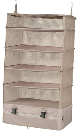 Sharplace Hängende Packwürfel-Regale, Organizer-Tasche, vielseitig verwendbar, zum Aufhängen von Kleidung, Reise-Organizer, platzsparend für den Heimgebrauch, braun, Fünfter Stock