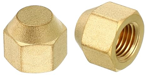 PATIKIL Tappo a Flangia in Ottone da 1/4, Filettatura Femmina 7/16-20Unf, 2pz Raccordo a Flangia Sae a 45 Gradi per Condizionatori d'Aria e Refrigerazione