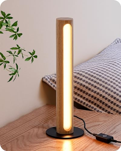 EDISHINE Lampada da Comodino a LED Dimmerabile, 3 Temperature di Colore Regolabili, Lampada da Tavolo Cilindrico dal Design Moderno per Comodino, Camera da Letto, Soggiorno, Regali