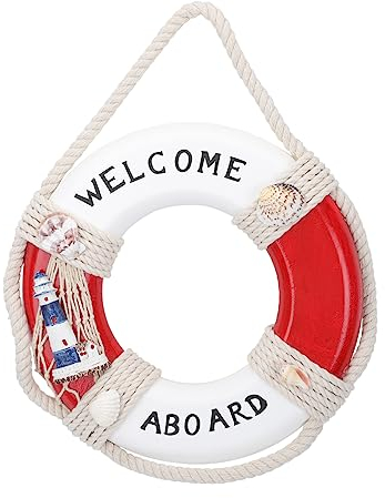 GARVALON 1stück Dekorative -lebensring Wanddekoration Mediterraner Stil Rettungsring Ornament Für Hotel Und Bar Umweltfreundliches Material Mit Aufhängeseil