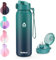WEMEET Borraccia in acciaio inox 18/10 con cannuccia rimovibile, a prova di perdite, a doppia parete, in acciaio inox, per attività all'aperto, lavoro, fitness, bicicletta, scuola, 700 ml, (blu)