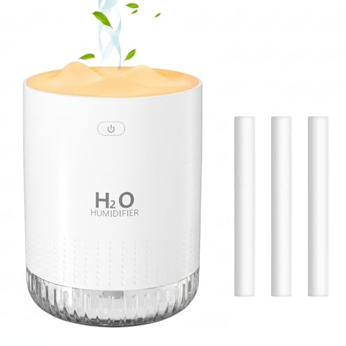 Luftbefeuchter Mini Luftbefeuchter klein USB einstellbar Mit Led-Licht AIR Humidifier mini with Soft Night Light für bedroom plants kinderzimmer Büro,Babyzimmer (3 Hügel)