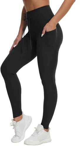 THE GYM PEOPLE Women's Drawstring Workout Leggings with Pockets Yoga Pants