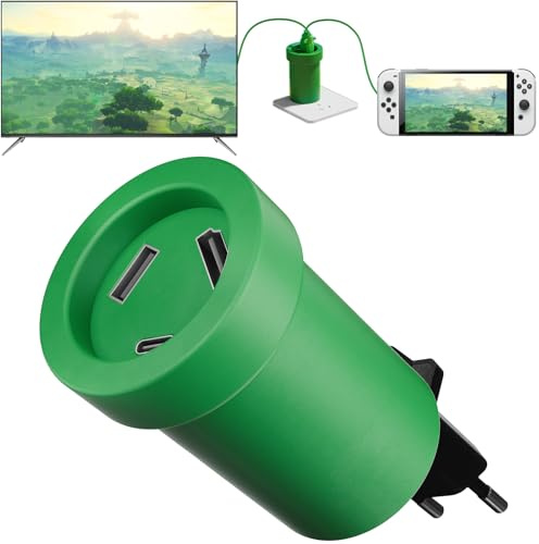 Tragbares Switch-Ladedock, kompatibel mit Nintendo/OLED/Lite, 65-W-GaN-Ladedock-Hub, Switch-Dockingstation für Fernseher mit 4K 60 Hz HDMI/USB-C PD-Schnellladung/USB 2.0 – Grün