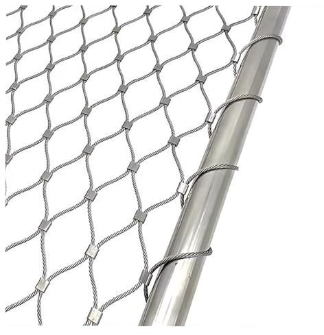 VXHCS 304 Edelstahl-Maschendraht, Sicherheitsnetze für Geländer 5cm/1,5mm Flexibles Kabelgeflecht, Balkon-Fallschutznetz, Tierbarriere (1.2x3m/3.9x9.8ft)