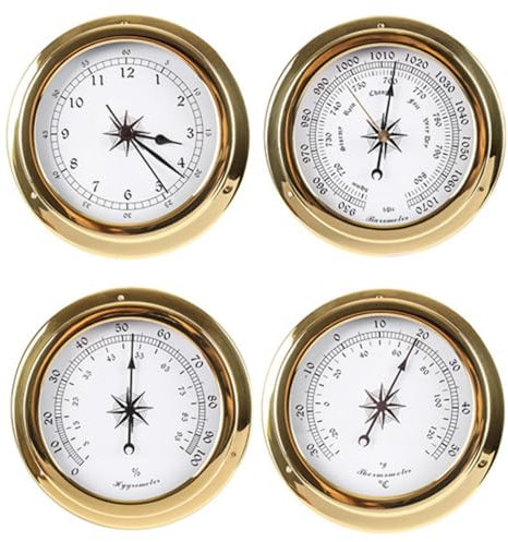 115mm Home Wall Barometer Thermometer Hygrometer Clock, Barometer Indoor, Barometers for The Home, Metal Outdoor Fishing Barometer