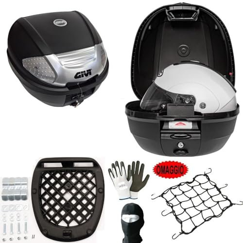 KOMPATIBEL MIT KYMCO People S 300i Koffer TOPCASE 30 LT MONOLOCK SCHWARZ+DACHNETZ+Platte FÜR Motorrad-Roller-GEPÄCKTRÄGER Full-FACE-Jet-MODULARER UNIVERSALHELM