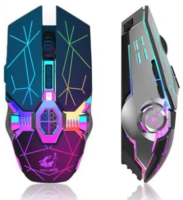 Générique Souris de Jeu USB sans Fil avec rétroéclairage LED 7 Couleurs, 6 Boutons, 2400 DPI, Souris Gaming, pour PC/Mac/WIN7/WIN8/VISTA/XP/2000