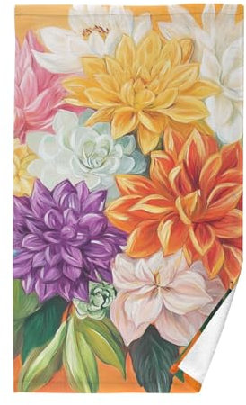 KLL Handtücher Dahlie Sukkulenten Pflanzen Orange Kleine Baumwolltücher Fingerspitzen Handtücher Badetücher Küchentücher 16x28